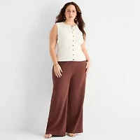 Bold Elements Womens Plus Wide Leg High Rise Trouser