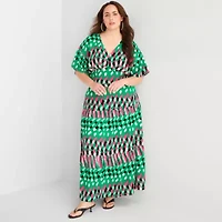 Bold Elements Womens Plus V Neck Elbow Sleeve Blouse