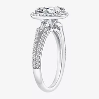 Signature By Modern Bride (F / Vs2) Womens 2 CT. T.W. Lab Grown White Diamond 10K Gold Oval Side Stone Halo Engagement Ring