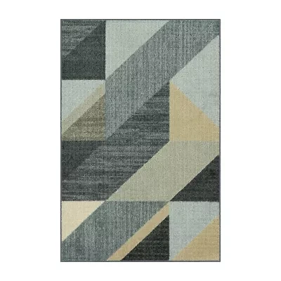 Maples Blue Geo Indoor Rectangular Accent Rug