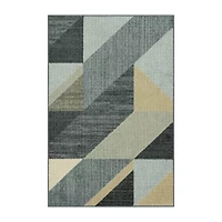 Maples Blue Geo Indoor Rectangular Accent Rug
