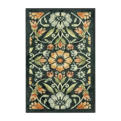 Maples Multi Floral Navy Indoor Rectangular Accent Rug