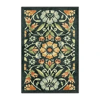 Maples Multi Floral Navy Indoor Rectangular Accent Rug