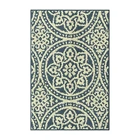 Maples Circle Medallion Blue Indoor Rectangular Accent Rug