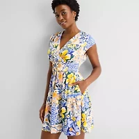 Be by CHETTA B Womens Sleeveless Floral Fit + Flare Dress