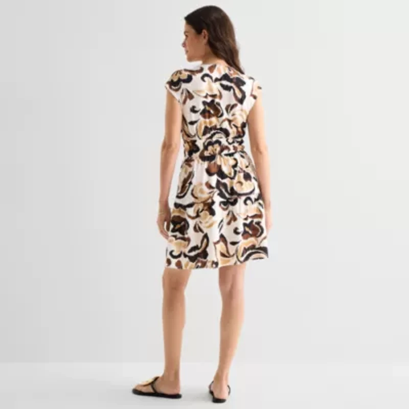 Be by CHETTA B Womens Sleeveless Abstract Fit + Flare Dress