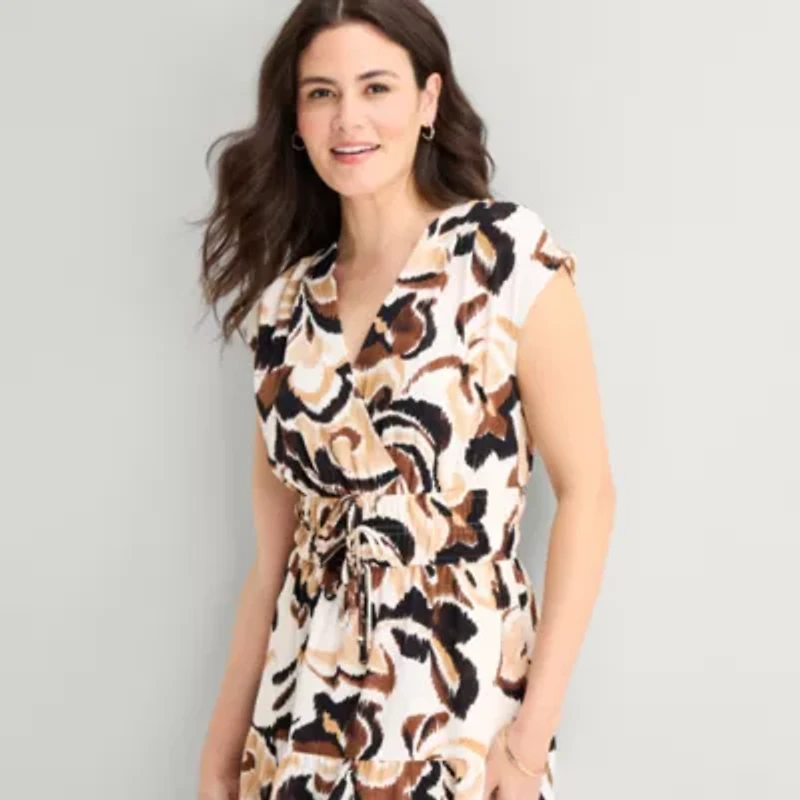 Be by CHETTA B Womens Sleeveless Abstract Fit + Flare Dress