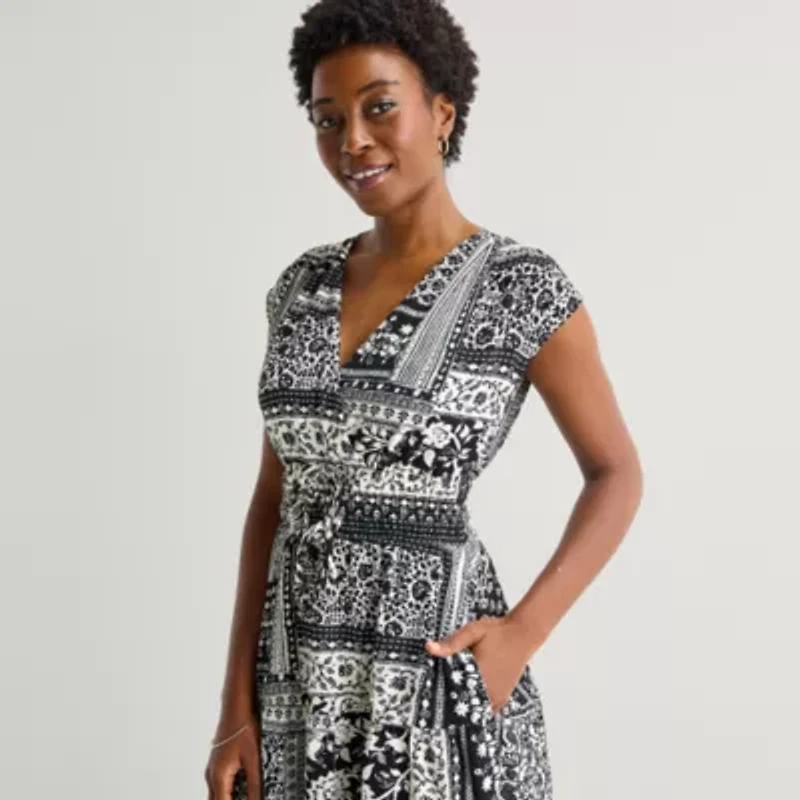 Be by CHETTA B Womens Sleeveless Patchwork Fit + Flare Dress