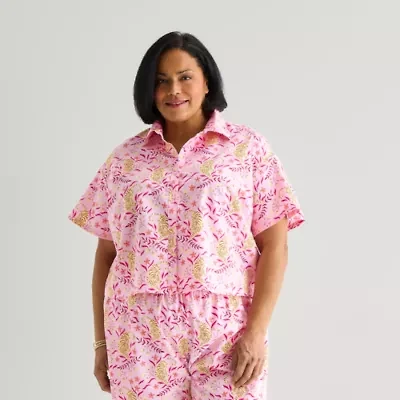 Hope & Wonder Women's History Month Tiger Printed Short Sleeve Classic Fit Plus Pajama Top