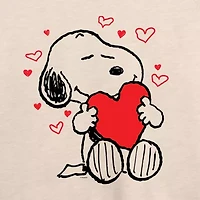 Snoopy Hearts Womens Boat Neck Long Sleeve Classic Fit Peanuts Graphic T-Shirt