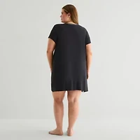 Liz Claiborne Cool and Calm Womens Plus Short Sleeve Crew Neck Nightshirt