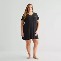 Liz Claiborne Cool and Calm Womens Plus Short Sleeve Crew Neck Nightshirt
