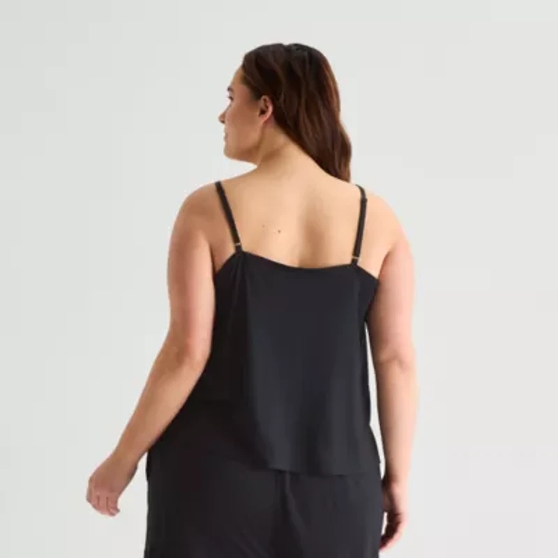 Ambrielle Womens V Neck Sleeveless Plus Pajama Top