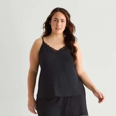 Ambrielle Womens V Neck Sleeveless Plus Pajama Top