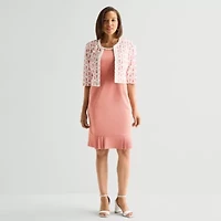 Maya Brooke Womens Embellished Floral Jacket Dress