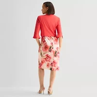 Maya Brooke Womens Floral Jacket Dress
