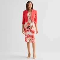 Maya Brooke Womens Floral Jacket Dress