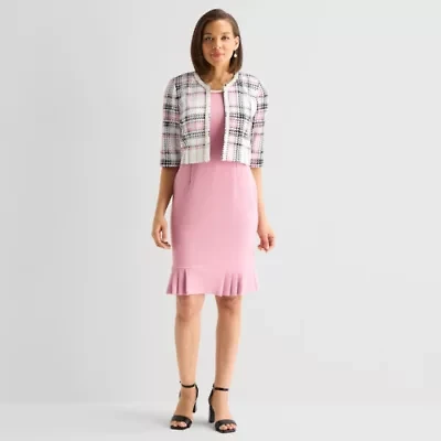 Maya Brooke Womens Plaid Jacket Dress