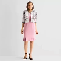 Maya Brooke Womens Plaid Jacket Dress