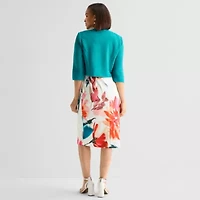 Maya Brooke Womens Floral Jacket Dress