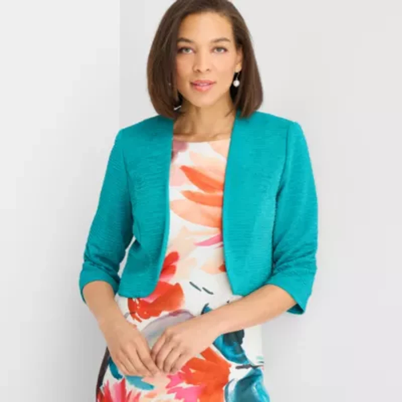 Maya Brooke Womens Floral Jacket Dress