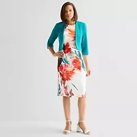 Maya Brooke Womens Floral Jacket Dress