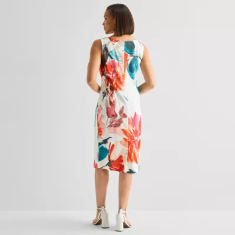 Maya Brooke Womens Floral Jacket Dress