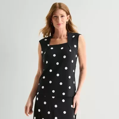 Black Label by Evan-Picone Womens Square Neck Sleeveless Blouse