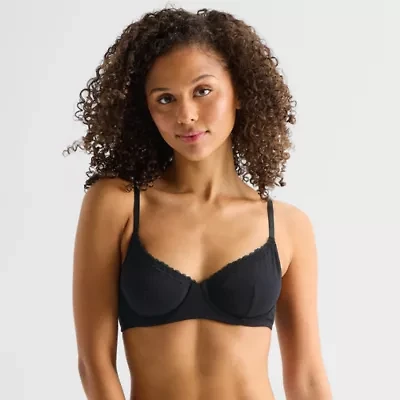 Arizona Body Cotton with Lace Unlined Balconette Bra