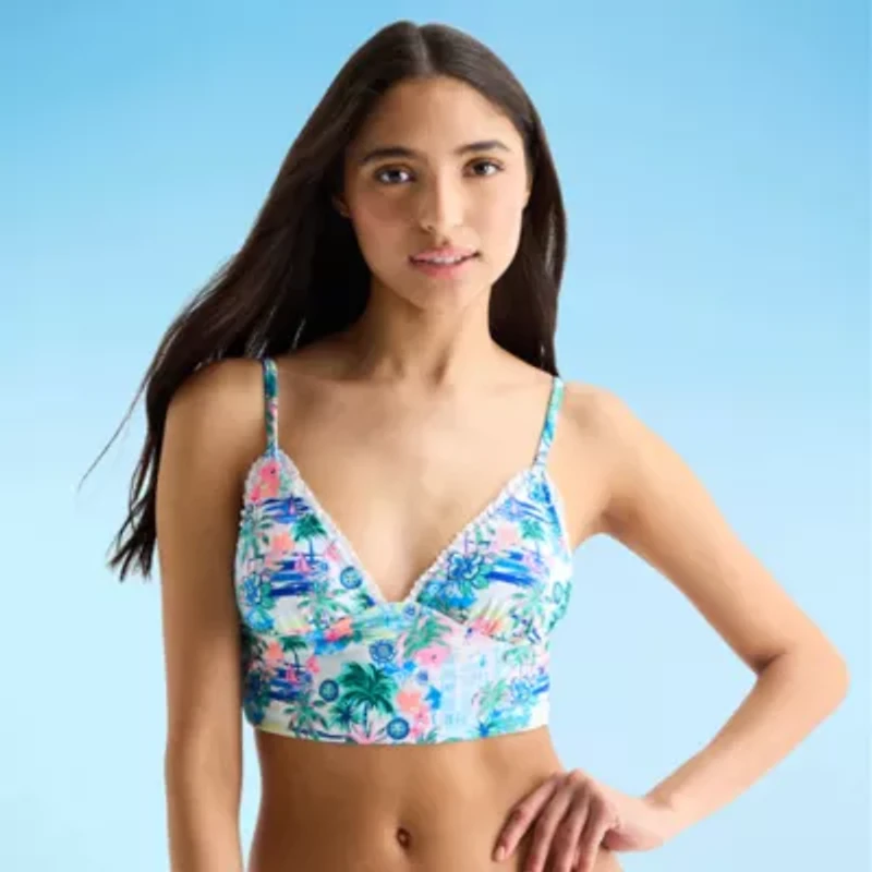 Arizona Womens Leaf Juniors Midkini Swimsuit Top