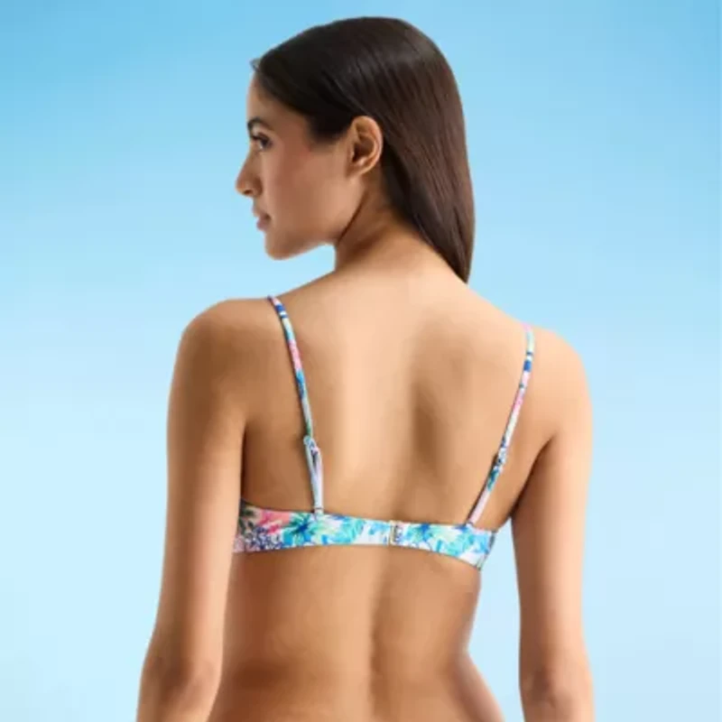 Arizona Womens Adjustable Straps Tropical Leaf Juniors Bralette Bikini Swimsuit Top