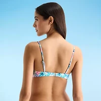 Arizona Womens Adjustable Straps Tropical Leaf Juniors Bralette Bikini Swimsuit Top