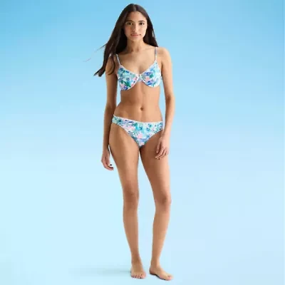 Arizona Womens Lined Tropical Leaf Juniors Hipster Bikini Swimsuit Bottom