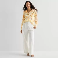 by&by Womens Cuffed Long Sleeve Button-Down Shirt