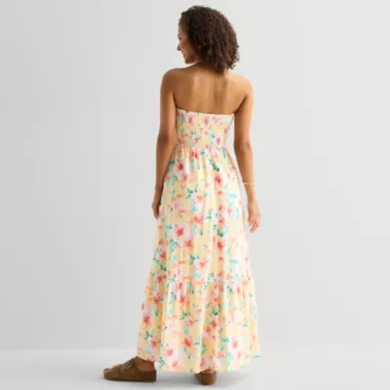 Arizona Womens Juniors Straight Neck Maxi Dress