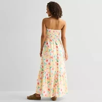 Arizona Womens Juniors Straight Neck Maxi Dress
