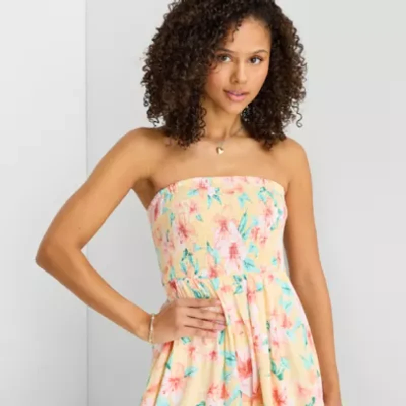 Arizona Womens Juniors Straight Neck Maxi Dress