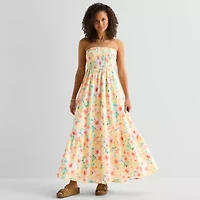 Arizona Womens Juniors Straight Neck Maxi Dress