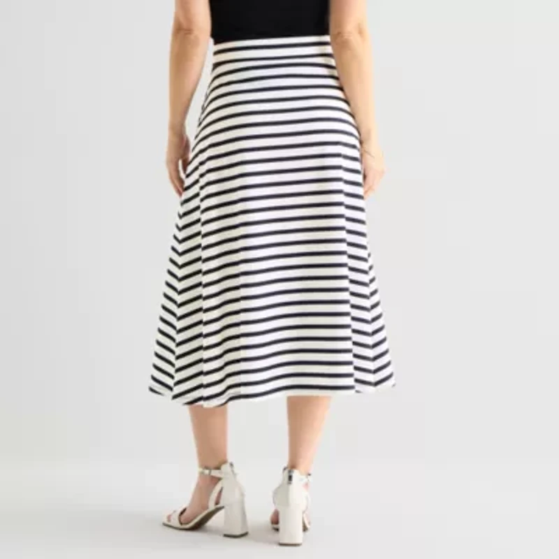 Liz Claiborne Womens Mid Rise Midi A-Line Skirt