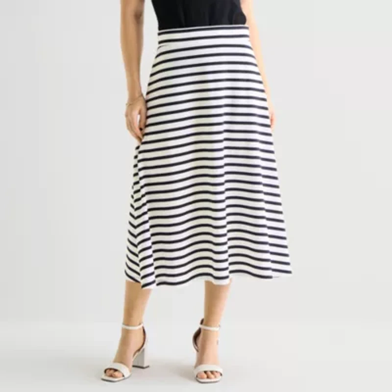 Liz Claiborne Womens Mid Rise Midi A-Line Skirt