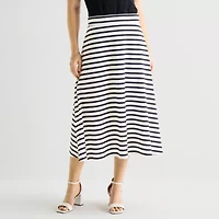 Liz Claiborne Womens Mid Rise Midi A-Line Skirt