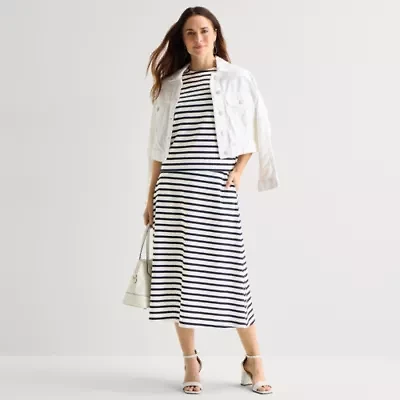 Liz Claiborne Womens Mid Rise Midi A-Line Skirt