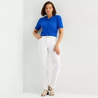 Liz Claiborne Womens Short Sleeve Regular Fit Henley Shirt
