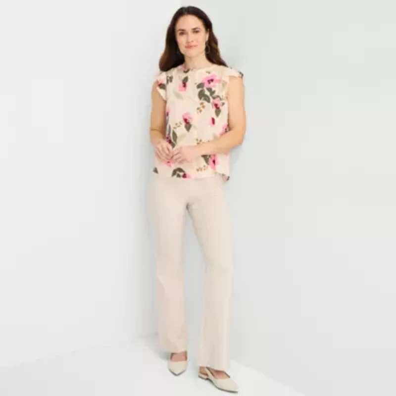 Liz Claiborne Womens Crew Neck Sleeveless Blouse