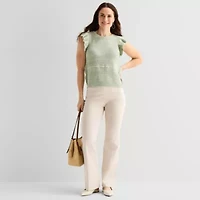 Liz Claiborne Womens Crew Neck Short Sleeve Pullover Sweater