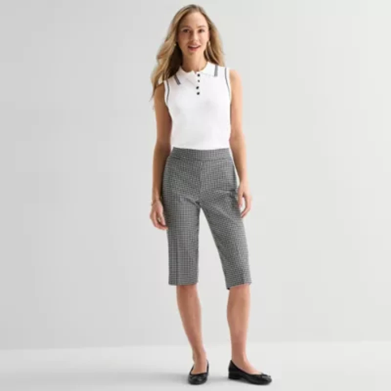 Liz Claiborne Lisa Womens Stretch Fabric Straight Mid Rise Capri Pant