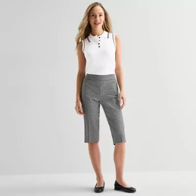 Liz Claiborne Lisa Womens Stretch Fabric Straight Mid Rise Capri Pant