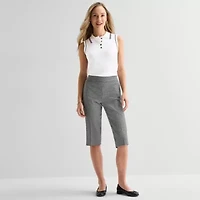 Liz Claiborne Lisa Womens Stretch Fabric Straight Mid Rise Capri Pant