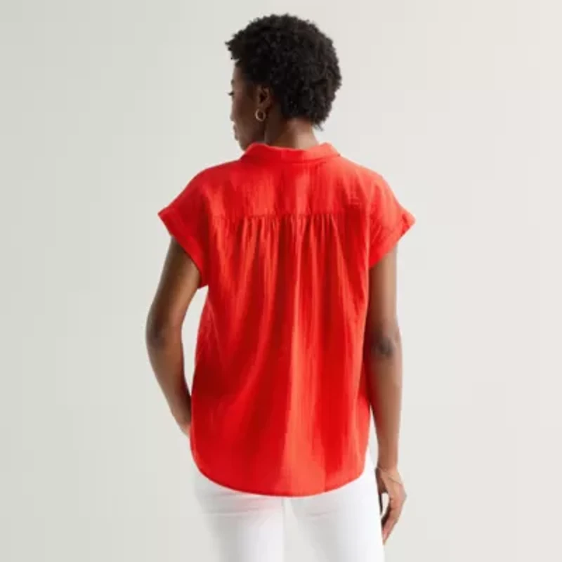 St. John's Bay Womens Short Sleeve Blouse