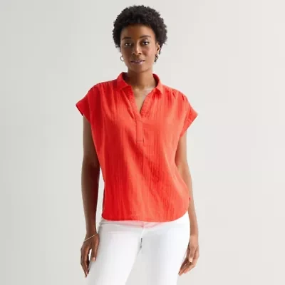 St. John's Bay Womens Short Sleeve Blouse